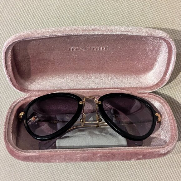Miu Miu Accessories - MIU MIU BLACK AVIATOR SUNGLASSES OSFM